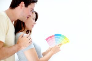 New Jersey interior painting, couple choosing color to enhance living spaces